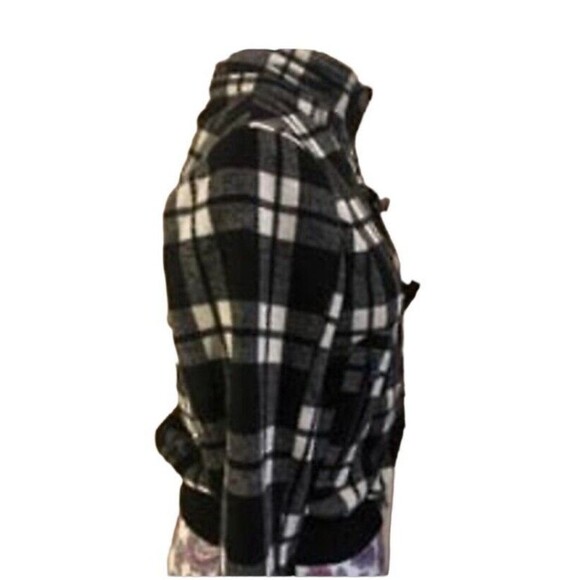 YMI black white check plaid pattern jacket coat full zipper short cool street - Picture 16 of 16